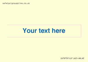 Custom blank information sign. Blue text, plain background